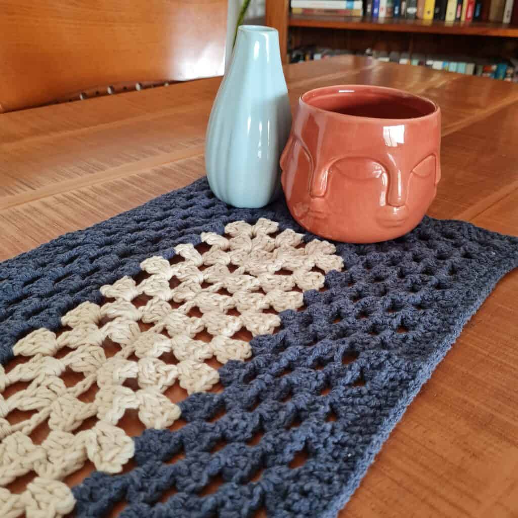 Granny Rectangle Table Runner Crochet Free Pattern - Sandra Stitches
