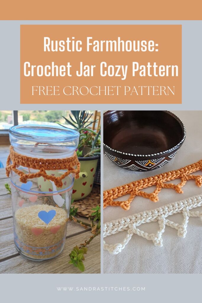 rustic farm crochet jar cozy pattern