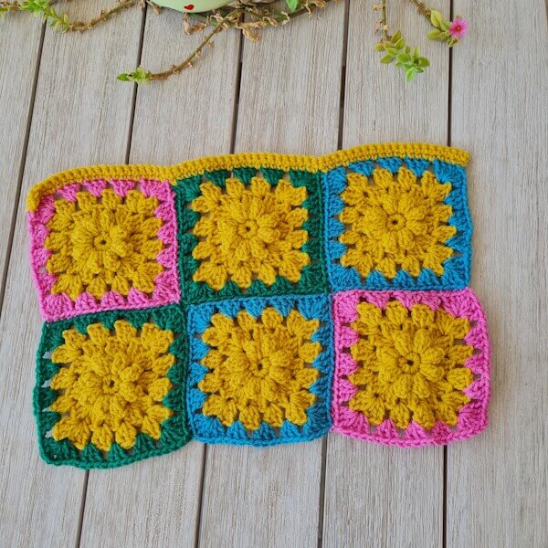 Crochet Flower Granny Square Wall Hanging - Sandra Stitches