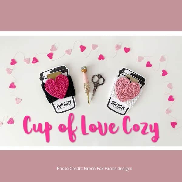 heart coffee cup cozy crochet pattern