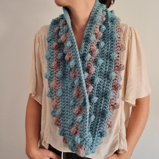 bobble st crochet scarf pattern