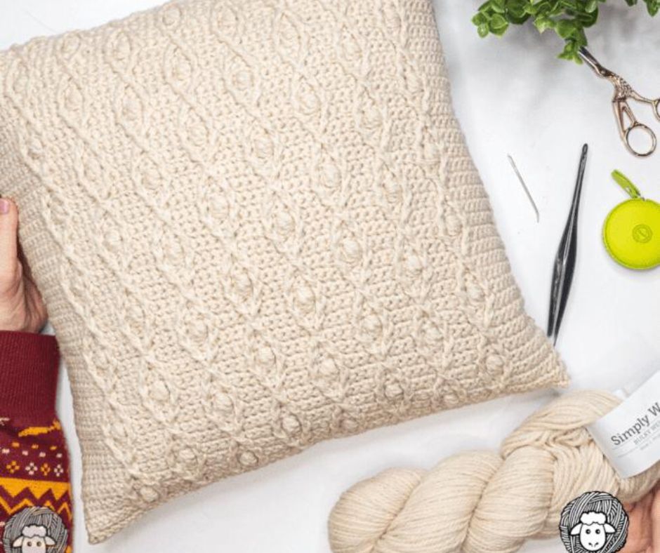 cable crochet pillow