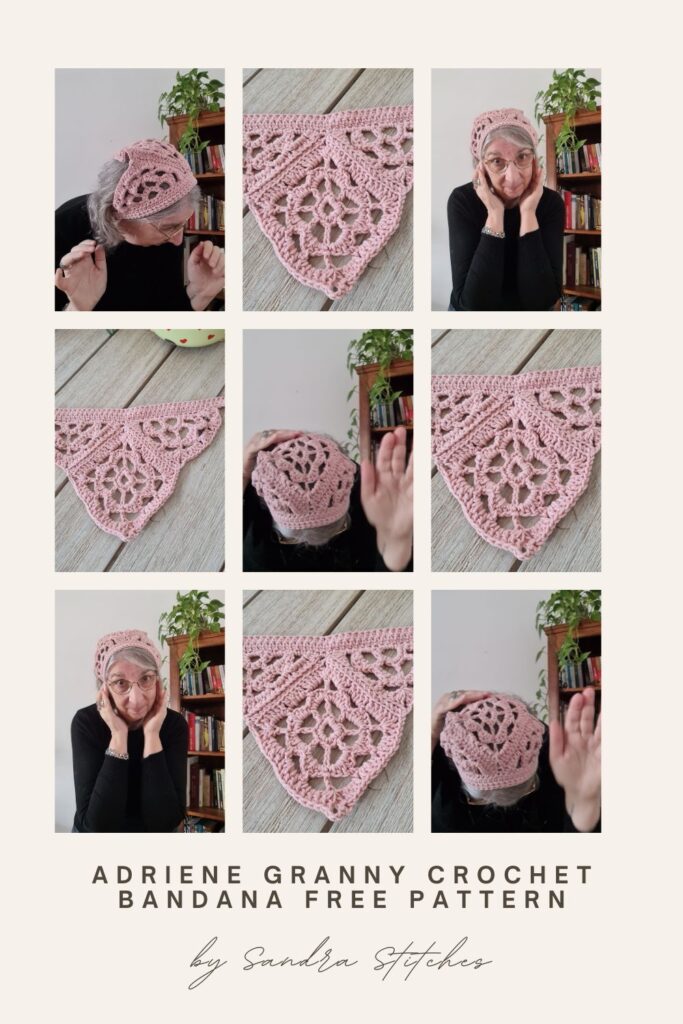 flower granny square crochet bandana free pattern