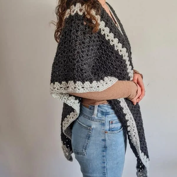 crochet poncho grey day