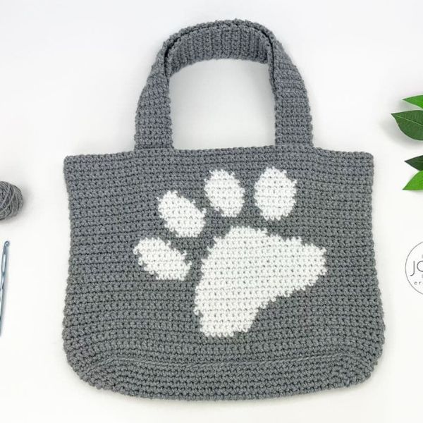 paw print crochet bag free pattern
