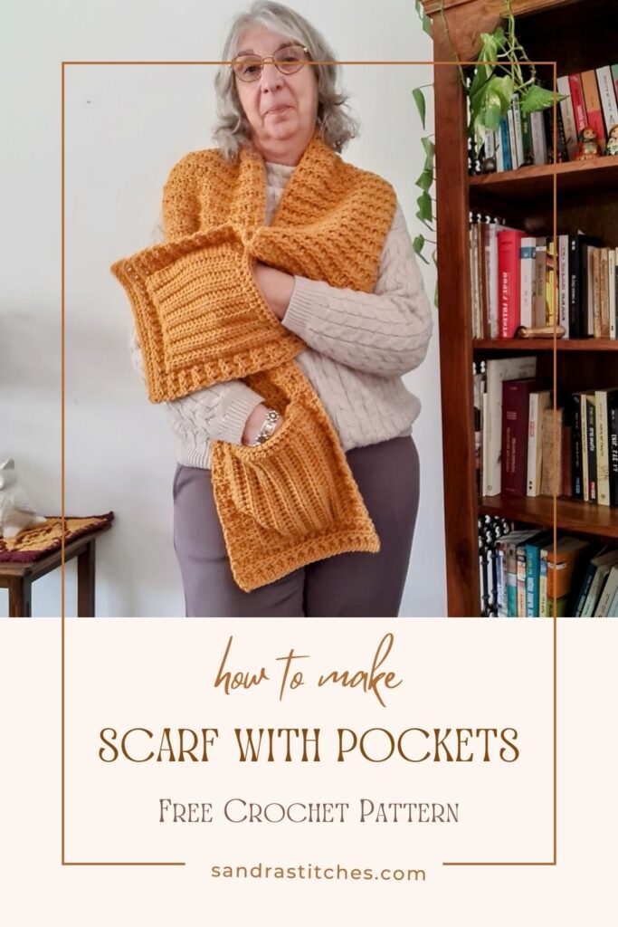 papaya crochet scarf with pockets free pattern