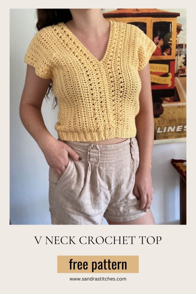 V neck Crochet Top free Pattern