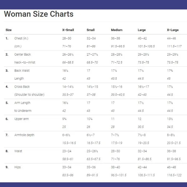 women size chart 1