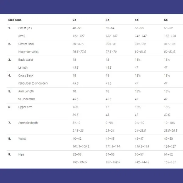 women size chart 2