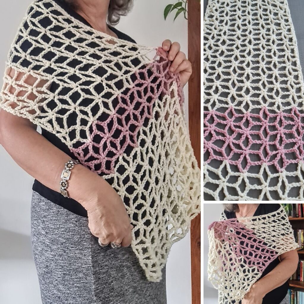 flower star lace crochet shawl pattern 4