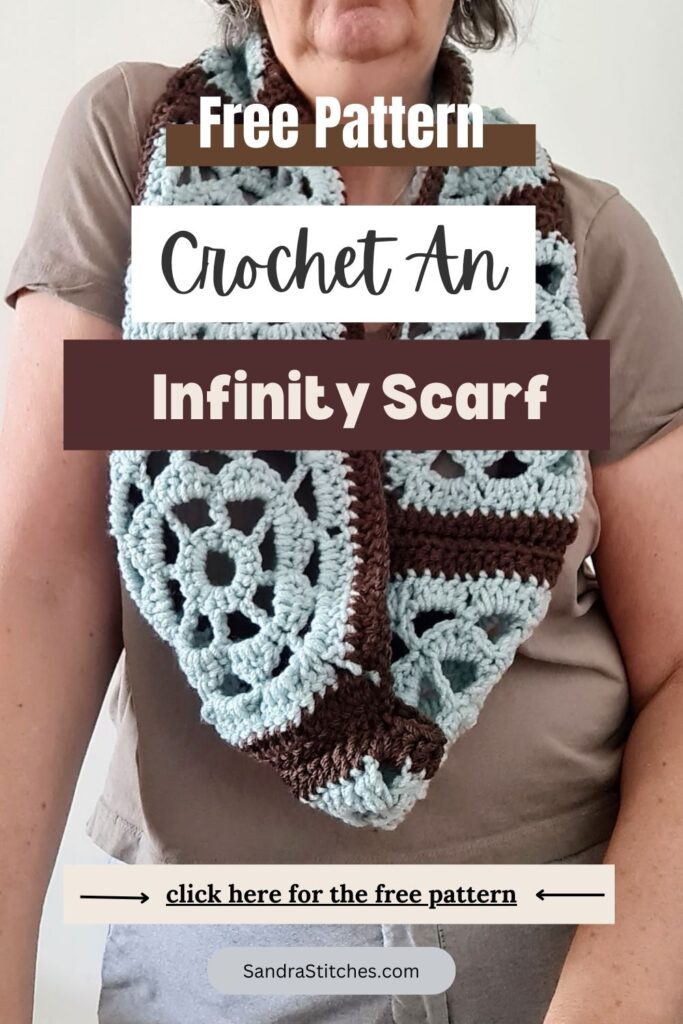 Adriene square infinity scarf free pattern 2