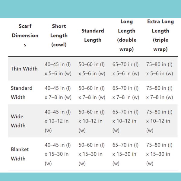 infinity scarf sizes