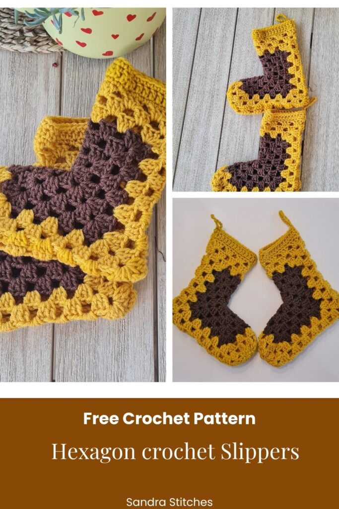 hexagon crochet slippers free pattern 1