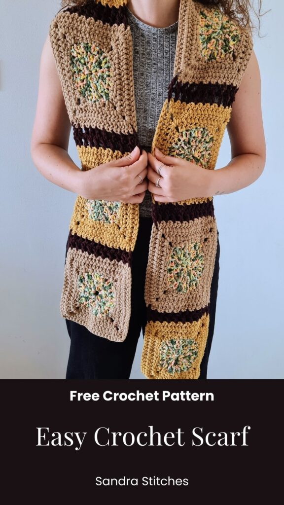 Circle to square crochet scarf free pattern