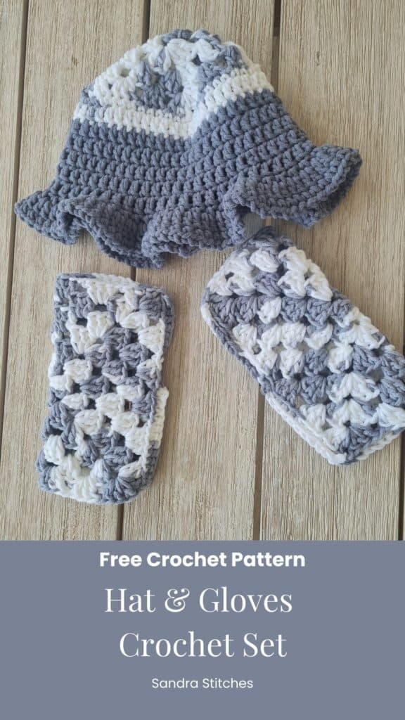 Salt and Pepper crochet gkoves and set (3)