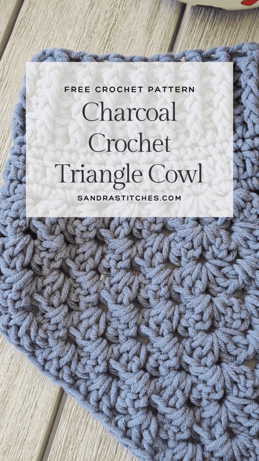 Turtle Neck Triangle Crochet Cowl Pattern - Charcoal - Sandra Stitches