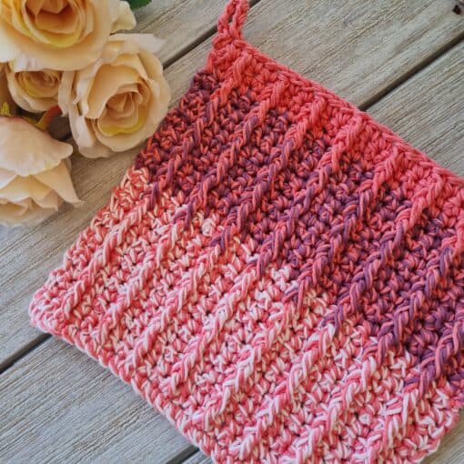 coral washcloth - sandra stitches