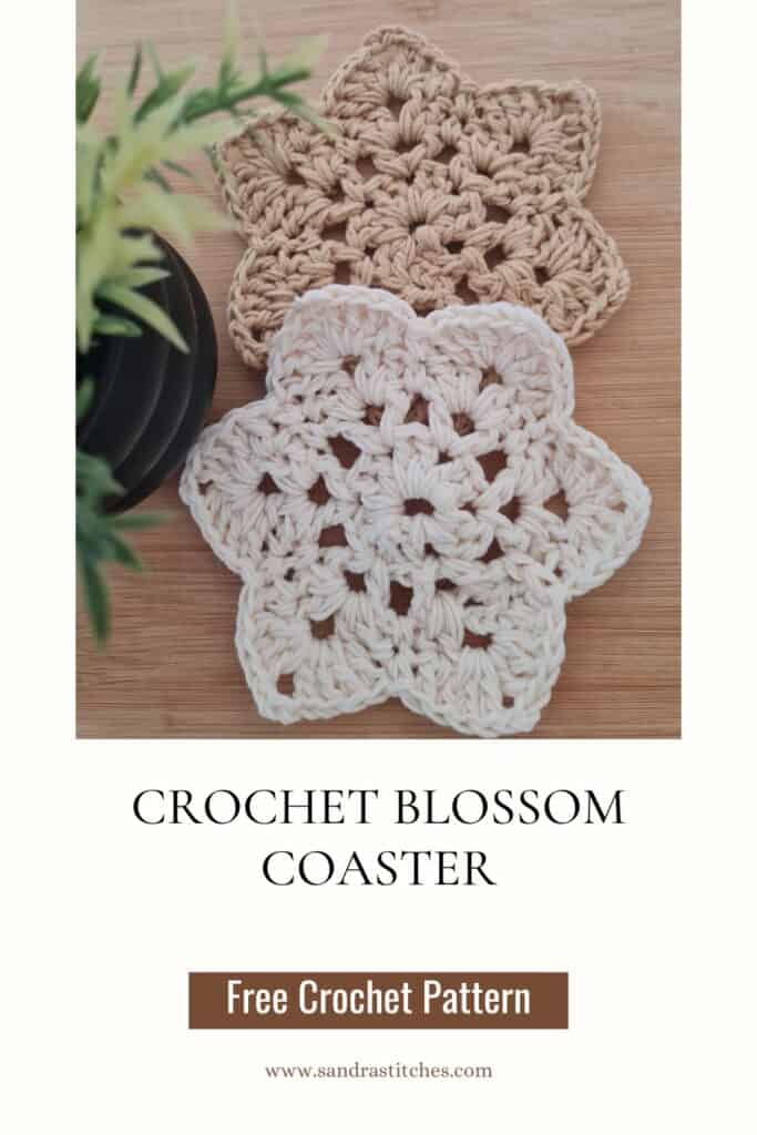blossom crochet coaster pinterest image