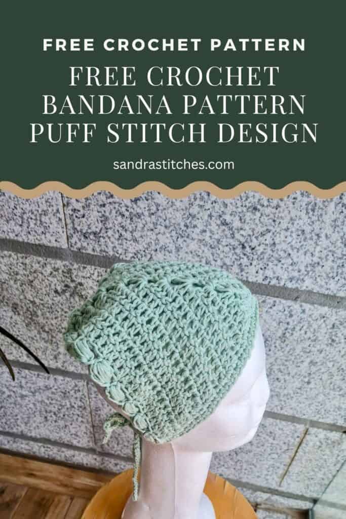 crochet puff stitch bandana in cotton yarn 2