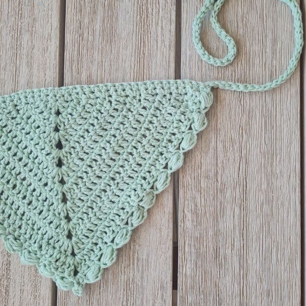 crochet puff stitch bandana in cotton yarn