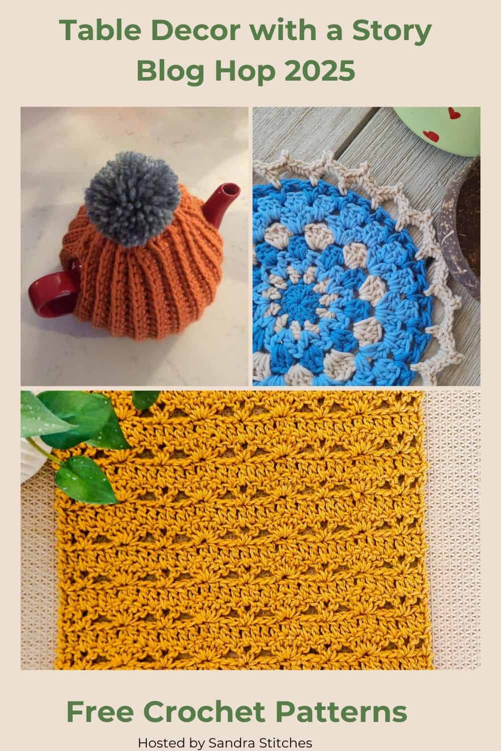 15 Free Crochet Table Decor Patterns with a Story Blog Hop - Sandra ...
