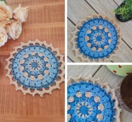 blue petals crochet mandala free pattern