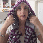 purple hooded scarf video