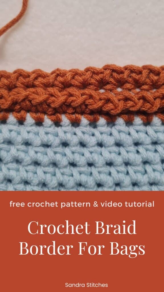 crochet braided border on beginner bag tutorial free pattern"
Step image 1: "foundation round crochet bag border beginner"
Step image 2: "crochet slip stitch braided border step by step"
Finished image: "simple crochet braided border finished bag
