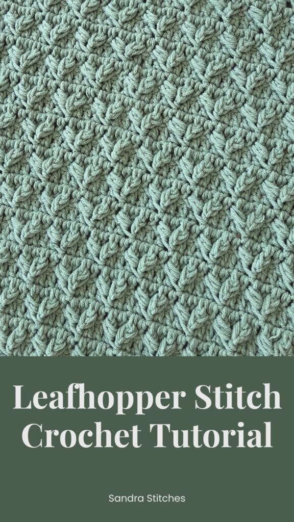 lose up of the leafhopper cluster stitch texture worked in sage green