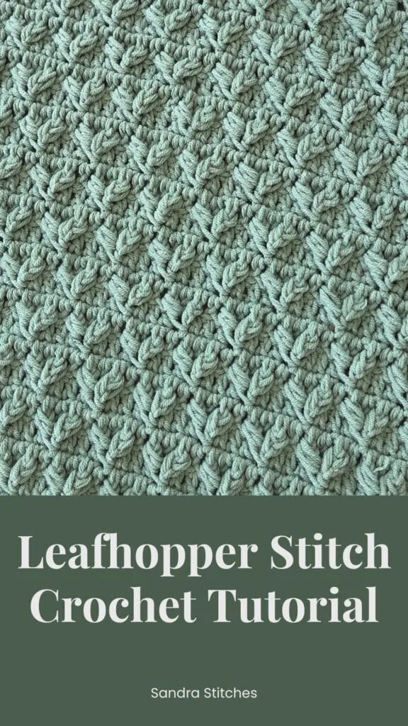 lose up of the leafhopper cluster stitch texture worked in sage green