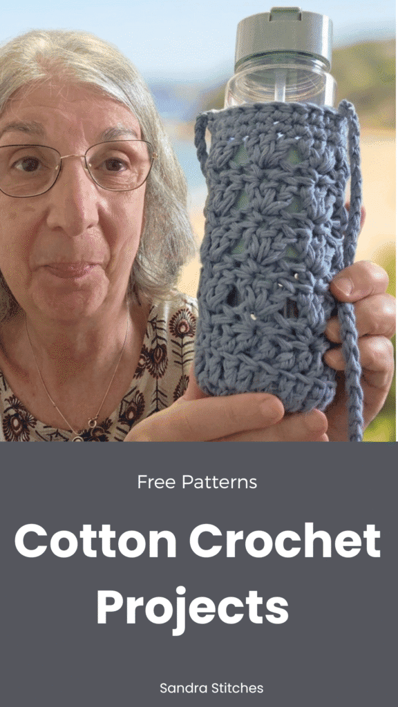 Crochet water bottle holder, cotton yarn