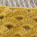 Close up of arcade stitch fan and chain three space