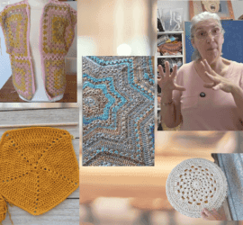 Sandra with practical crochet projects for her home, family and herself