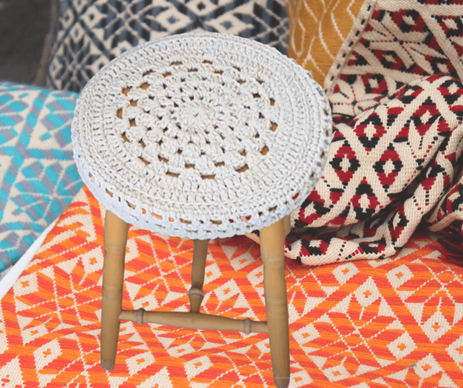 crochet stool cover for home decor