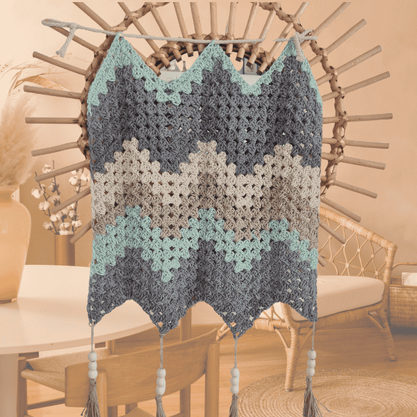 boho style crochet wall hanging